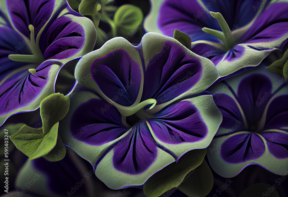 Aufkleber A complex, multi-layered pattern of interlocking shapes that resembles a Red hydrangea bush. Generative AI technology.	
