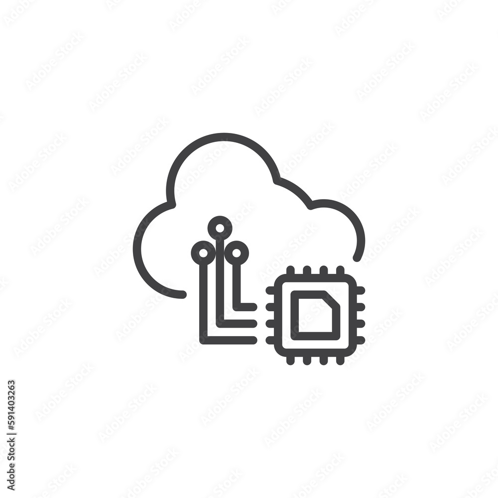 Poster cloud computing line icon