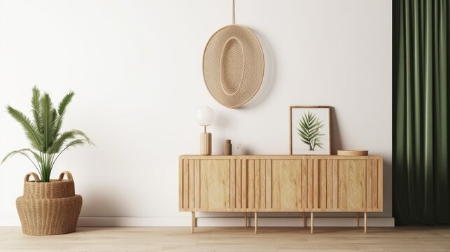 Modern Living Room. Stylish Interior Design Background. Generative AI.