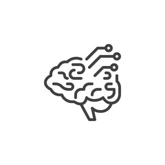 Brain neurons line icon