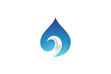 Wave water drop simple logo concept