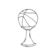 hand drawn basketball cup in doodle style