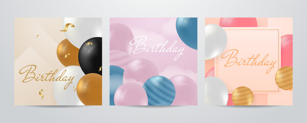 Happy birthday vector banner template. Happy birthday to you greeting text in gold frame empty space with gifts and confetti celebration elements for elegant birth day card design. Vector illustration