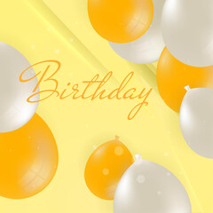 Happy birthday vector banner design. Happy birthday to you greeting text with golden balloons and confetti elements in elegant black background for celebrating birth day decoration.