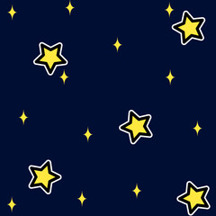 Cute Star drawing on night background beautiful seamless pattern. For printing, fabric, textile, manufacturing, wallpapers.	