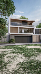 Architecture 3d rendering illustration of minimal house