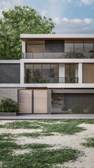 Architecture 3d rendering illustration of minimal house