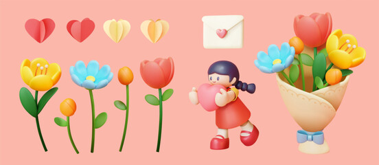3D Mother's Day bouquet set
