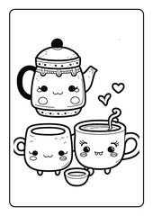 Coloring book page for children girl kids with cute cartoon vector illustration printable theme