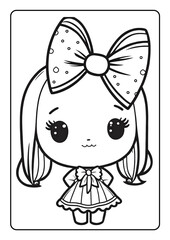 Coloring book page for children girl kids with cute cartoon vector illustration printable theme