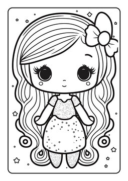 Coloring book page for children girl kids with cute cartoon vector illustration printable theme