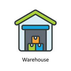 Warehouse Vector Fill outline Icons. Simple stock illustration stock