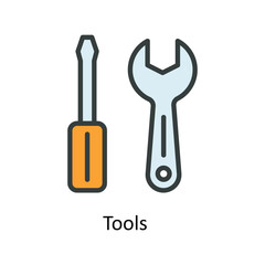 Tools  Vector Fill outline Icons. Simple stock illustration stock