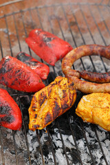 grilled sausages on the grill