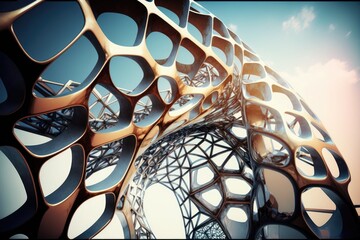 detailed metallic structure on a bright day. Generative AI