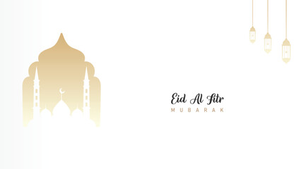 Minimalist design of Eid al-Fitr banner wallpaper templates that are modern and clear clean for moslem celebration