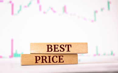 Wooden blocks with words 'BEST PRICE'. Business concept