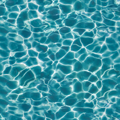 Seamless texture of ocean waves. Blue, transparent sea surface with waves. Aesthetic, abstract background for design, advertising, 3D. Empty space for inscriptions.