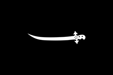 Arabic Sword Silhouette on the Flag of Saudi Arabia (1934–1938). Vector Illustration