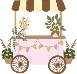 Aesthetic Beige Flower Shop Decoration Illustration