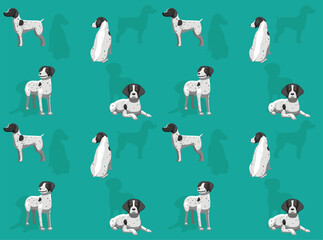 Animal Dog Cartoon Poses German Shorthaired Pointer Seamless Wallpaper Background
