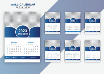 2023 new year page wall calendar in corporate business