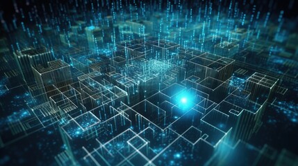 Obraz premium 3D rendering of abstract digital technology background. Big data connection concept.Generative Ai