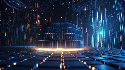 3D rendering of abstract digital technology background. Big data connection concept.Generative Ai
