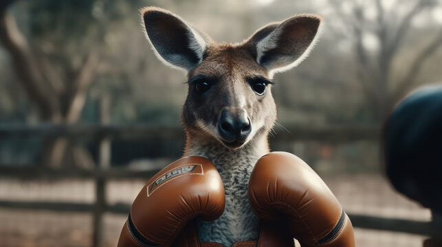 Kangaroo in boxing gloves