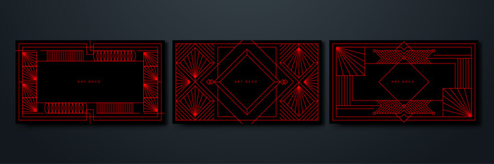 Set of Flat art decoration vector black and red design background