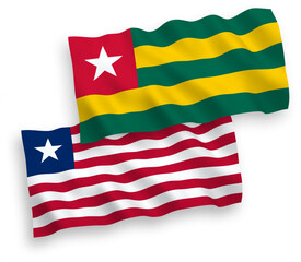 Flags of Togolese Republic and Liberia on a white background