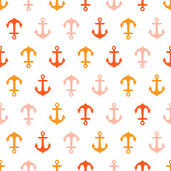 Seamless pattern with colorful anchors