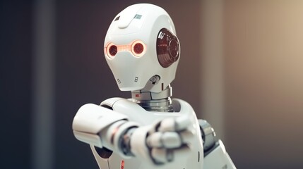 Fototapeta premium Business robot pointing space for concept design. Modern abstract connection design illustration. Abstract modern digital background. Ai artificial intelligence concept.