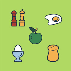 Artistic food icon set. Color illustration for application. Vector.  - obrazy, fototapety, plakaty