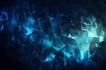 in blue shades background with triangles. Illustration with a set of colorful triangles. Wallpaper template. Generative AI