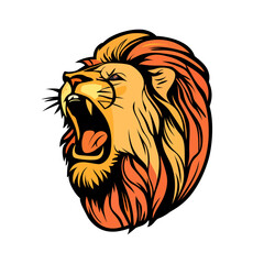 Lion head logo design. Abstract colorful lion head. Evil face of a lion. Vector illustration