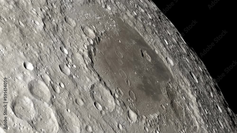 Canvas Prints camera flies over a big crater of the moon. elements of this image furnished by nasa
