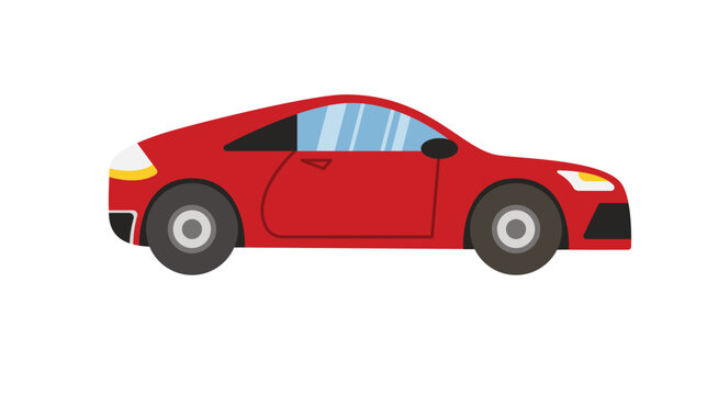 Concept Car. This is a flat vector cartoon concept illustration of a red car on a white background, commonly used in web design. Vector illustration.
