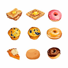 Cake watercolor vector design elements