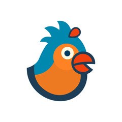 Chicken logo design. Cute drawing chicken. Minimalist cartoon flat design. Vector illustration