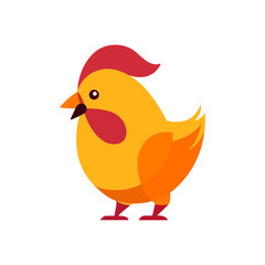 Chicken logo design. Cute drawing chicken. Minimalist cartoon flat design. Vector illustration