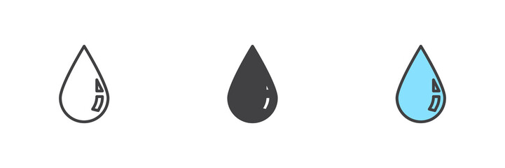 Fototapeta premium Rain drop different style icon set