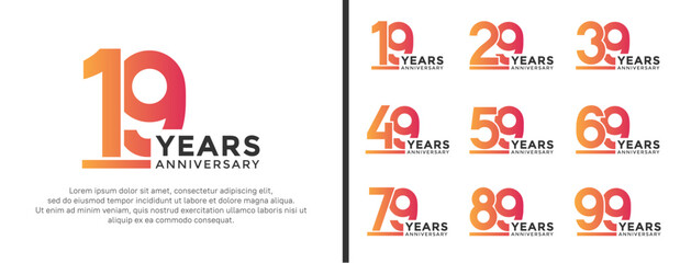 set of anniversary logo style orange color on white background for celebration