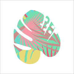 Boho Summer vacation and  watersport on the beach. Card with modern summer design template.  Minimal label design for banner, poster, flyer. Vector illustration