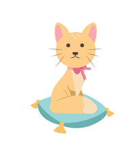 Concept Cartoon medieval fairy tale cat. This illustration is a cute and whimsical cartoon depiction of a fairy tale-inspired character: a fluffy cat. Vector illustration.