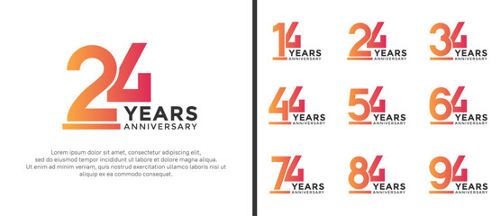 set of anniversary logo style orange color on white background for celebration