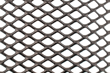 One metal mesh, macro, isolated on white background.