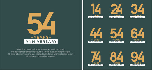 set of anniversary logo style golden and white color on green background for celebration