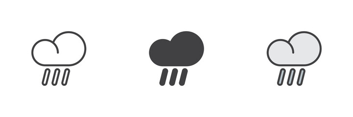Cloud and rain different style icon set