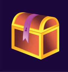 Concept Magic element chest. A fascinating flat vector illustration crafted for web use, presenting a magical cartoon concept on a dark background. Vector illustration.